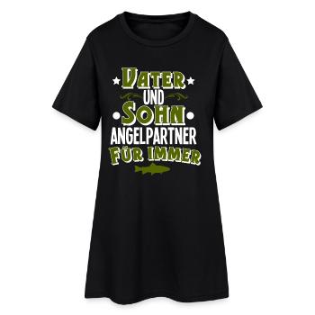 Pêcheur pêche père fils - Robe T-shirt Femme - noir - Devant