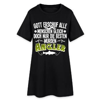 Angler Angeln - Frauen T-Shirt-Kleid - Schwarz - Vorne