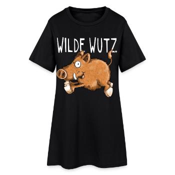 Wilde Wutz - Wildschwein - Wildsau - Geschenk - Frauen T-Shirt-Kleid - Schwarz - Vorne