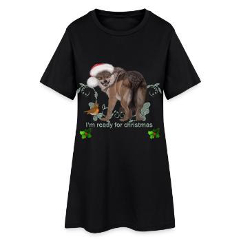 Je suis prêt pour Noël, drôle de loup - Robe T-shirt Femme - noir - Devant