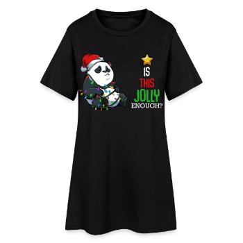 Panda with fairy lights Christmas - Women’s T-Shirt Dress - black - Front