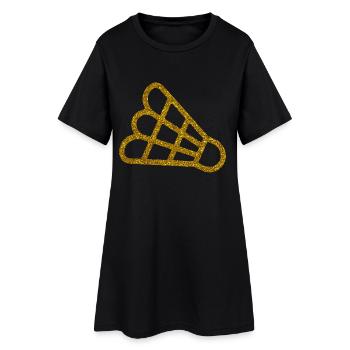 Gold Badminton - Frauen T-Shirt-Kleid - Schwarz - Vorne