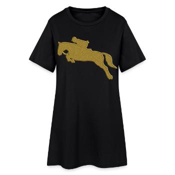 Gold Reiten - Frauen T-Shirt-Kleid - Schwarz - Vorne
