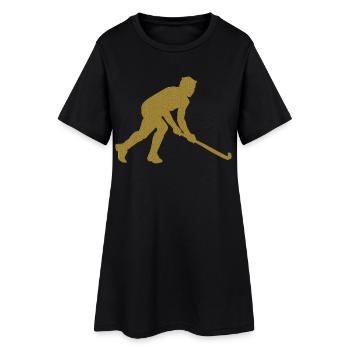 Gold Unihockey - Frauen T-Shirt-Kleid - Schwarz - Vorne