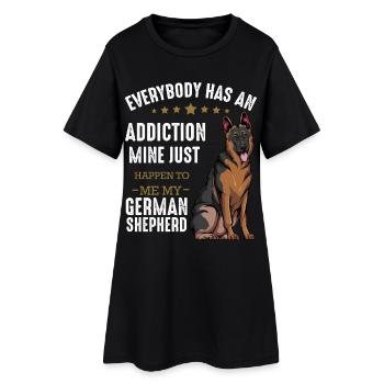 Mon addiction : Berger allemand - Robe T-shirt Femme - noir - Devant