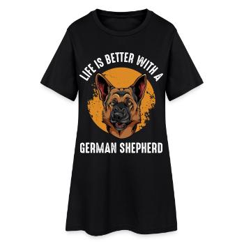Leben ist Besser Mit Deutschem Schäferhund - Frauen T-Shirt-Kleid - Schwarz - Vorne