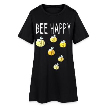 Bee Happy - Biene - Bienen - Hummel - Geschenk - Frauen T-Shirt-Kleid - Schwarz - Vorne