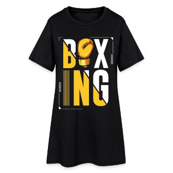 Boxing Typography with Glove Graphics - Women’s T-Shirt Dress - black - Front