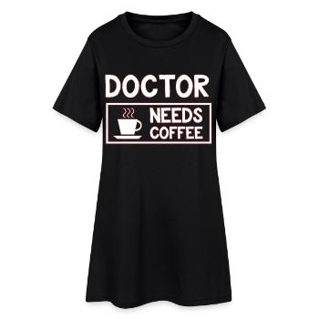 Docteur café - Robe T-shirt Femme - noir - Devant