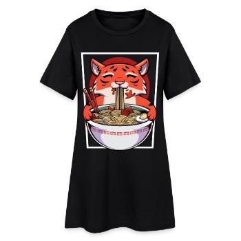 Kawaii Panda Ramen Bowl - Women’s T-Shirt Dress - black - Front