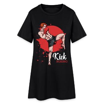 Kickboxer in Red Background - Women’s T-Shirt Dress - black - Front