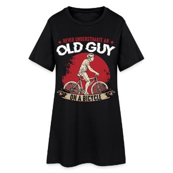 Alter Mann auf dem Fahrrad - Frauen T-Shirt-Kleid - Schwarz - Vorne