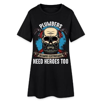 Plumber Heroes Skull Motif - Women’s T-Shirt Dress - black - Front
