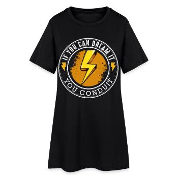 Motif de cercle d’éclair avec expression - Robe T-shirt Femme - noir - Devant