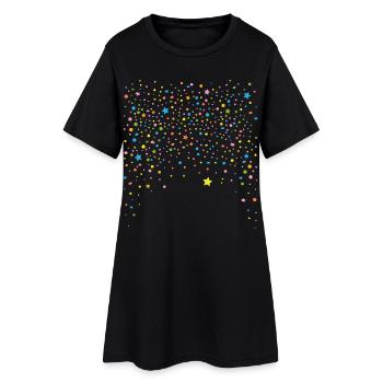Réveillon du Nouvel An. Confettis avec des étoiles - Robe T-shirt Femme - noir - Devant