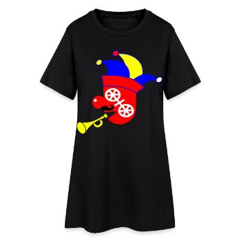 Carnival figure with colorful clown mask - Women’s T-Shirt Dress - black - Front