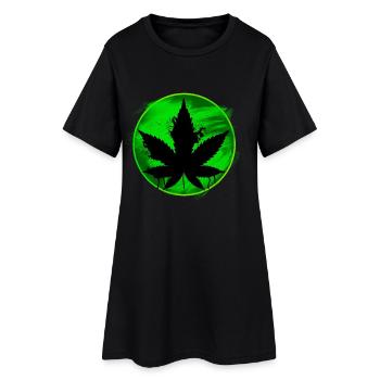 feuille de cannabis - Robe T-shirt Femme - noir - Devant