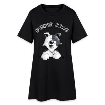 Abenteuerlustiger Border Collie - Frauen T-Shirt-Kleid - Schwarz - Vorne