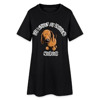 Life Without my Dachshund - Dackel - Frauen T-Shirt-Kleid - Schwarz - Vorne