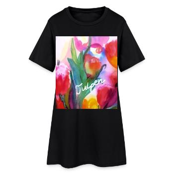 EG Blumen I Tulpen I Aquarell I Gerecke I flowers - Frauen T-Shirt-Kleid - Schwarz - Vorne