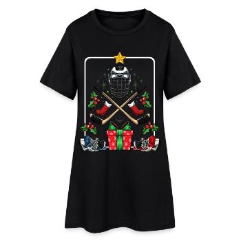 Hockey Weihnachten Helm Sticks - Frauen T-Shirt-Kleid - Schwarz - Vorne