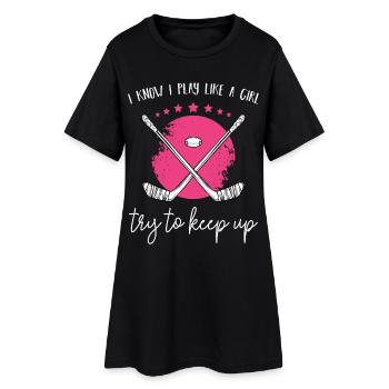 Je joue au hockey comme une fille - Robe T-shirt Femme - noir - Devant