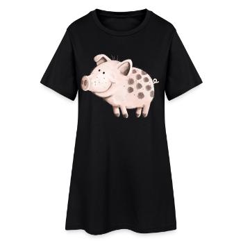 Süßes Schwein - Frauen T-Shirt-Kleid - Schwarz - Vorne