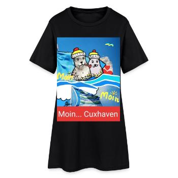 EG Cuxhaven I Stadt I Foto Zeichnung Gerecke - Frauen T-Shirt-Kleid - Schwarz - Vorne