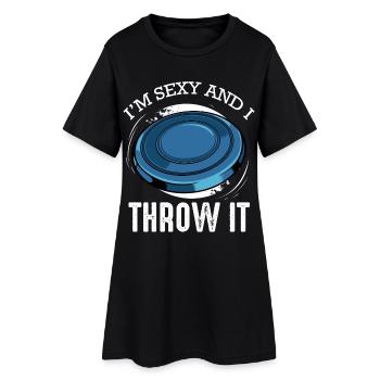 Frisbee Spruch Je suis sexy et je le lance - Robe T-shirt Femme - noir - Devant