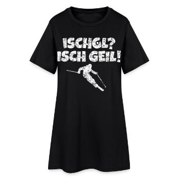 Ischgl Ischgeil Skifahrer (Weiß) Winter Apres-Ski - Frauen T-Shirt-Kleid - Schwarz - Vorne