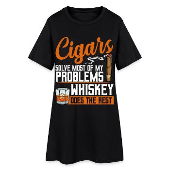 Les cigares résolvent les problèmes, le whisky fait le reste - Robe T-shirt Femme - noir - Devant