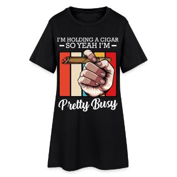 Cigare à la main – déjà occupé - Robe T-shirt Femme - noir - Devant