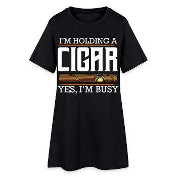 Je tiens un cigare – occupé - Robe T-shirt Femme - noir - Devant