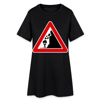 chutes de pierres, panneau de signalisation drôle musculation - Robe T-shirt Femme - noir - Devant