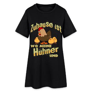 Hühner Bauern Bauernhof zuhause - Frauen T-Shirt-Kleid - Schwarz - Vorne