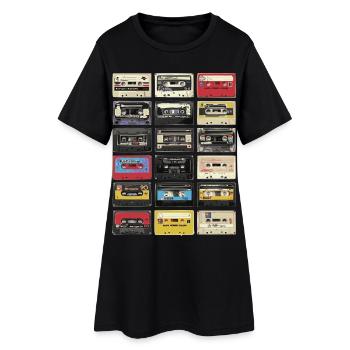 Cassettes rétro - Robe T-shirt Femme - noir - Devant