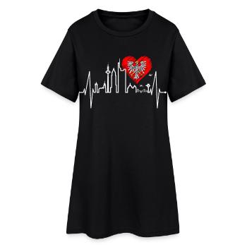Francfort skyline battement de coeur fan love heart Hessen - Robe T-shirt Femme - noir - Devant