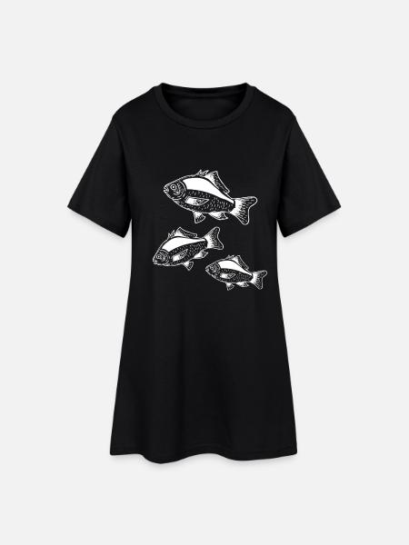 Fische - Frauen T-Shirt-Kleid - Schwarz