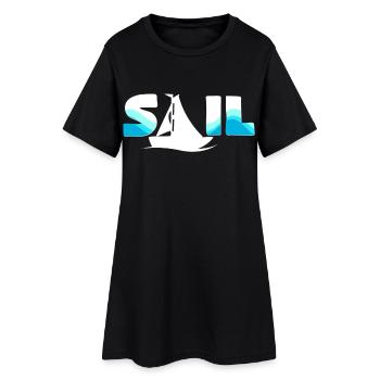 Sailboat silhouette by the sea - Women’s T-Shirt Dress - black - Front