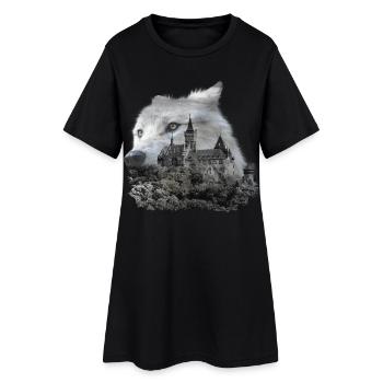 Wolf, Wolfskopf und der Harz - Frauen T-Shirt-Kleid - Schwarz - Vorne
