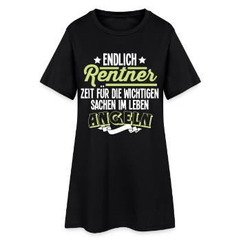 Rentner Angeln - Frauen T-Shirt-Kleid - Schwarz - Vorne