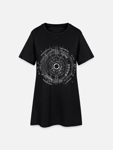 computer c-base stern space cpu nerd pc coder star - Frauen T-Shirt-Kleid - Schwarz