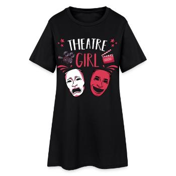 Theatre Girl Masks & Stage Motifs - Women’s T-Shirt Dress - black - Front