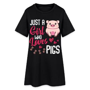 Just a Girl Who Loves Pigs - Women’s T-Shirt Dress - black - Front
