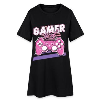 Gamer Girl Pink Retro-Controller - Frauen T-Shirt-Kleid - Schwarz - Vorne