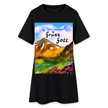 EG Berge I Grüss Gott I wandern hiking I Aquarell - Frauen T-Shirt-Kleid - Schwarz - Vorne