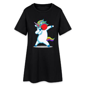 Tischtennis Einhorn Dabbing Unicorn Pferd Geschenk - Frauen T-Shirt-Kleid - Schwarz - Vorne