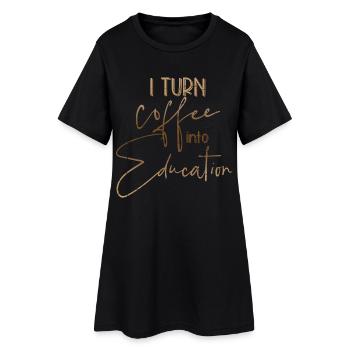 Kaffee - Frauen T-Shirt-Kleid - Schwarz - Vorne