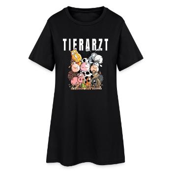 Happy Tierarzt - Frauen T-Shirt-Kleid - Schwarz - Vorne