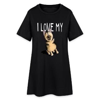 Funny German Shepherd with saying I Love - Women’s T-Shirt Dress - black - Front